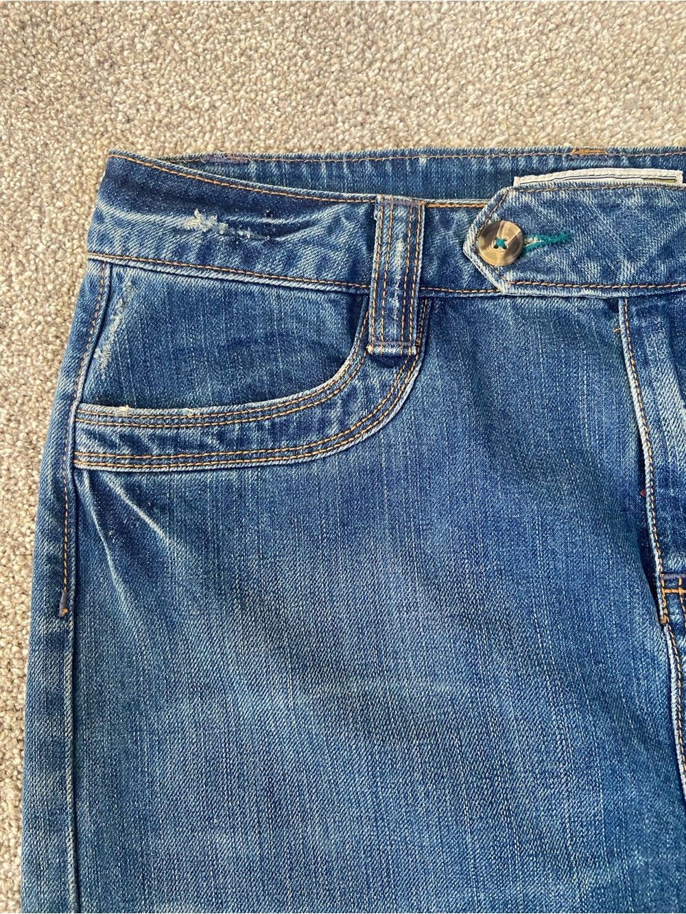 Y2K 2000s Old Navy Low Rise Raw Hem Denim Mini Skirt - Picture 10 of 12